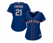 Women New York Mets #21 Todd Frazier Blue(Grey NO.) Alternate Stitched MLB Jersey