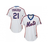 Women New York Mets #21 Todd Frazier White(Blue Strip) Alternate Stitched MLB Jersey