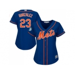 Women New York Mets #23 Adrian Gonzalez Blue Alternate Stitched MLB Jersey