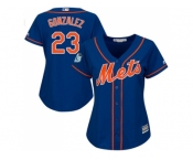 Women New York Mets #23 Adrian Gonzalez Blue Alternate Stitched MLB Jersey