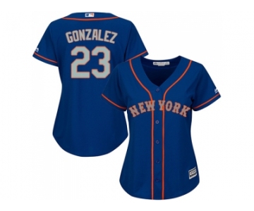 Women New York Mets #23 Adrian Gonzalez Blue(Grey NO.) Alternate Stitched MLB Jersey