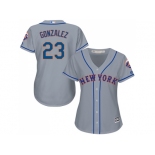 Women New York Mets #23 Adrian Gonzalez Grey Road Stitched MLB Jersey