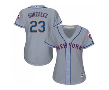 Women New York Mets #23 Adrian Gonzalez Grey Road Stitched MLB Jersey