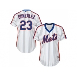 Women New York Mets #23 Adrian Gonzalez White(Blue Strip) Alternate Stitched MLB Jersey