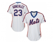 Women New York Mets #23 Adrian Gonzalez White(Blue Strip) Alternate Stitched MLB Jersey