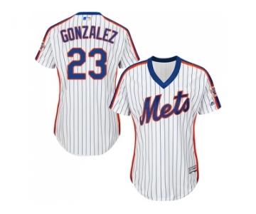 Women New York Mets #23 Adrian Gonzalez White(Blue Strip) Alternate Stitched MLB Jersey