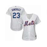 Women New York Mets #23 Adrian Gonzalez White(Blue Strip) Home Stitched MLB Jersey