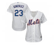 Women New York Mets #23 Adrian Gonzalez White(Blue Strip) Home Stitched MLB Jersey