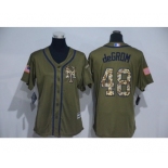 Women New York Mets #48 Jacob deGrom Authentic Green Salute to Service MLB Jersey