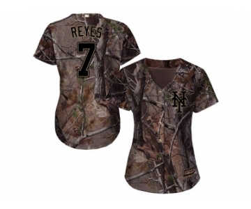 Women New York Mets #7 Jose Reyes Camo Realtree Collection Cool Base Stitched MLB Jersey