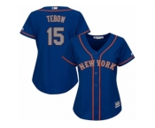 Women's Majestic New York Mets #15 Tim Tebow Authentic Royal Blue Alternate Road Cool Base MLB Jersey