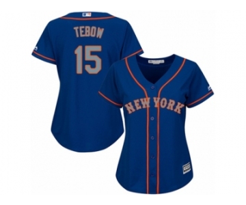 Women's Majestic New York Mets #15 Tim Tebow Authentic Royal Blue Alternate Road Cool Base MLB Jersey