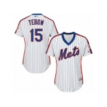 Women's Majestic New York Mets #15 Tim Tebow Authentic White Alternate Cool Base MLB Jersey