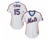 Women's Majestic New York Mets #15 Tim Tebow Authentic White Alternate Cool Base MLB Jersey