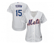 Women's Majestic New York Mets #15 Tim Tebow Authentic White Home Cool Base MLB Jersey