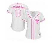 Women's Majestic New York Mets #18 Darryl Strawberry Authentic White Fashion Cool Base MLB Jersey