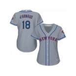 Women's Majestic New York Mets #18 Travis d'Arnaud Authentic Grey Road Cool Base MLB Jersey