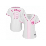 Women's Majestic New York Mets #18 Travis d'Arnaud Authentic White Fashion Cool Base MLB Jersey