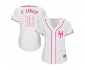 Women's Majestic New York Mets #18 Travis d'Arnaud Authentic White Fashion Cool Base MLB Jersey