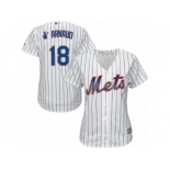 Women's Majestic New York Mets #18 Travis d'Arnaud Authentic White Home Cool Base MLB Jersey