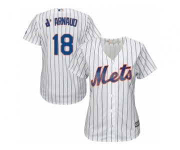 Women's Majestic New York Mets #18 Travis d'Arnaud Authentic White Home Cool Base MLB Jersey