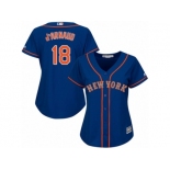 Women's Majestic New York Mets #18 Travis d'Arnaud Replica Royal Blue Alternate Road Cool Base MLB Jersey