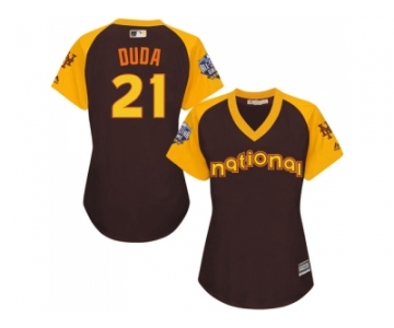 Women's Majestic New York Mets #21 Lucas Duda Authentic Brown 2016 All-Star National League BP Cool Base MLB Jersey