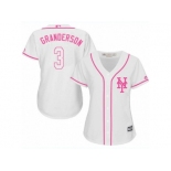 Women's Majestic New York Mets #3 Curtis Granderson Authentic White Fashion Cool Base MLB Jersey