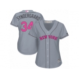 Women's Majestic New York Mets #34 Noah Syndergaard Authentic Grey Mother's Day Cool Base MLB Jersey