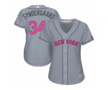 Women's Majestic New York Mets #34 Noah Syndergaard Authentic Grey Mother's Day Cool Base MLB Jersey