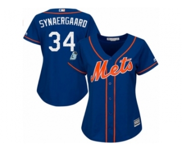 Women's Majestic New York Mets #34 Noah Syndergaard Authentic Royal Blue 2017 Spring Training Cool Base MLB Jersey