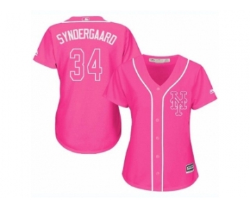 Women's Majestic New York Mets #34 Noah Syndergaard Replica Pink Fashion Cool Base MLB Jersey