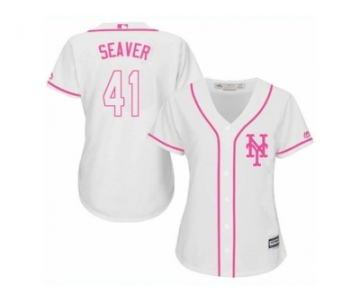 Women's Majestic New York Mets #41 Tom Seaver Authentic White Fashion Cool Base MLB Jersey