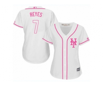 Women's Majestic New York Mets #7 Jose Reyes Authentic White Fashion Cool Base MLB Jersey