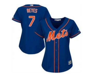 Women's Majestic New York Mets #7 Jose Reyes Replica Royal Blue Alternate Home Cool Base MLB Jersey