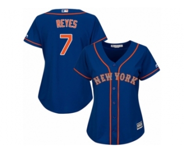 Women's Majestic New York Mets #7 Jose Reyes Replica Royal Blue Alternate Road Cool Base MLB Jersey