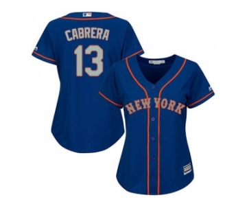 Women's New York Mets #13 Asdrubal Cabrera Blue(Grey NO.) Alternate Stitched MLB Jersey