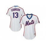 Women's New York Mets #13 Asdrubal Cabrera White(Blue Strip) Alternate Stitched MLB Jersey