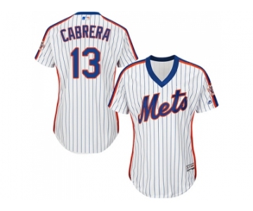 Women's New York Mets #13 Asdrubal Cabrera White(Blue Strip) Alternate Stitched MLB Jersey