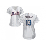 Women's New York Mets #13 Asdrubal Cabrera White(Blue Strip) Home Stitched MLB Jersey