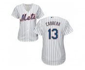 Women's New York Mets #13 Asdrubal Cabrera White(Blue Strip) Home Stitched MLB Jersey