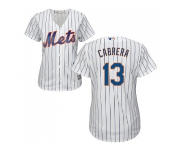 Women's New York Mets #13 Asdrubal Cabrera White(Blue Strip) Home Stitched MLB Jersey