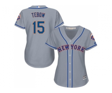 Women's New York Mets #15 Tim Tebow Grey Road Stitched MLB Jersey