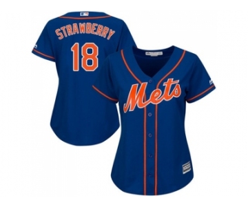 Women's New York Mets #18 Darryl Strawberry Blue Alternate Stitched MLB Jersey