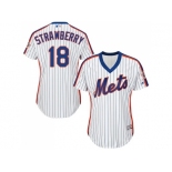 Women's New York Mets #18 Darryl Strawberry White(Blue Strip) Alternate Stitched MLB Jersey