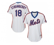 Women's New York Mets #18 Darryl Strawberry White(Blue Strip) Alternate Stitched MLB Jersey