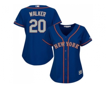 Women's New York Mets #20 Neil Walker Blue(Grey NO.) Alternate Stitched MLB Jersey