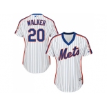 Women's New York Mets #20 Neil Walker White(Blue Strip) Alternate Stitched MLB Jersey