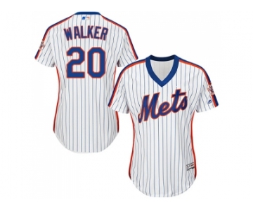 Women's New York Mets #20 Neil Walker White(Blue Strip) Alternate Stitched MLB Jersey