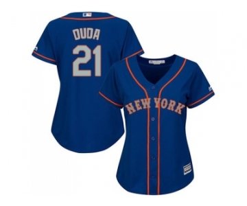 Women's New York Mets #21 Lucas Duda Blue(Grey NO.) Alternate Stitched MLB Jersey